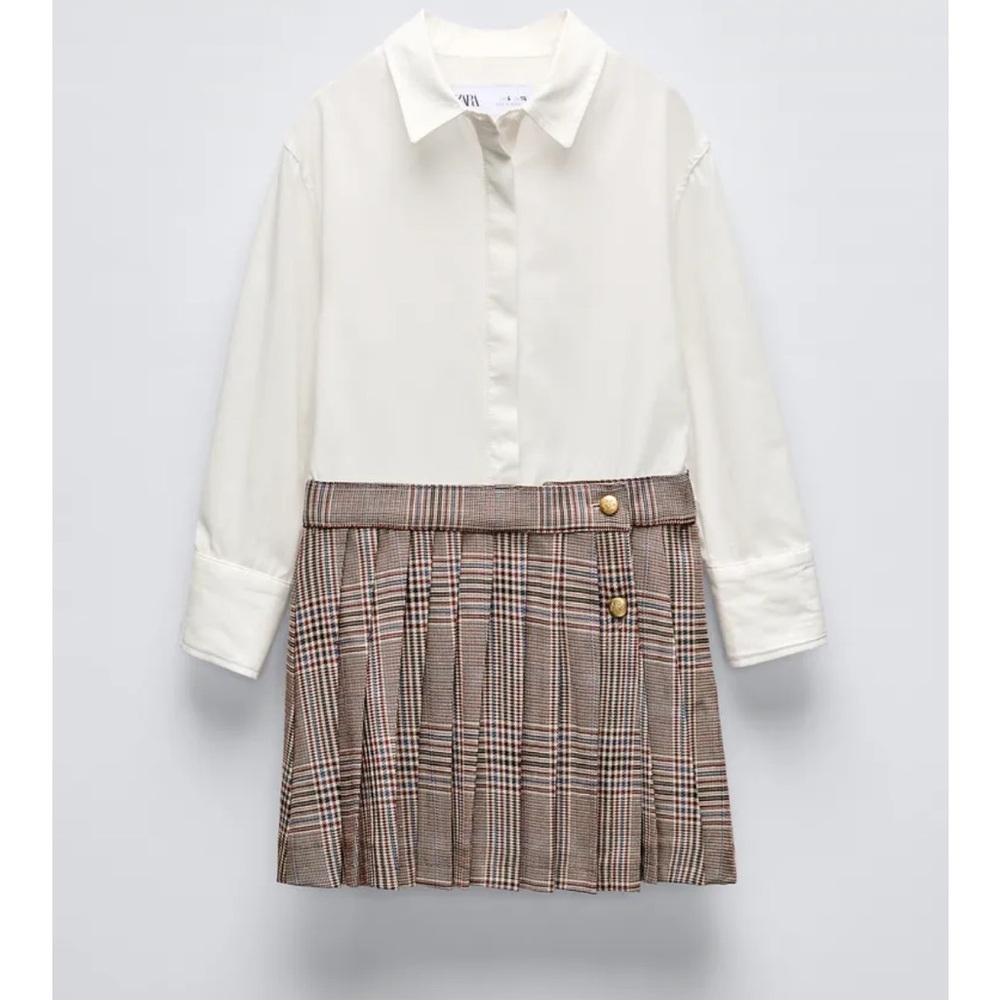 Zara Girls Plaid Combination Dress